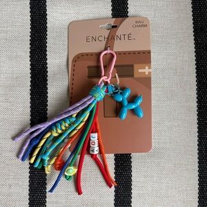 Multicolor Tassle Balloon Dog Luxury Jeff Koons-Inspired Bag Charm Key Ring NWT